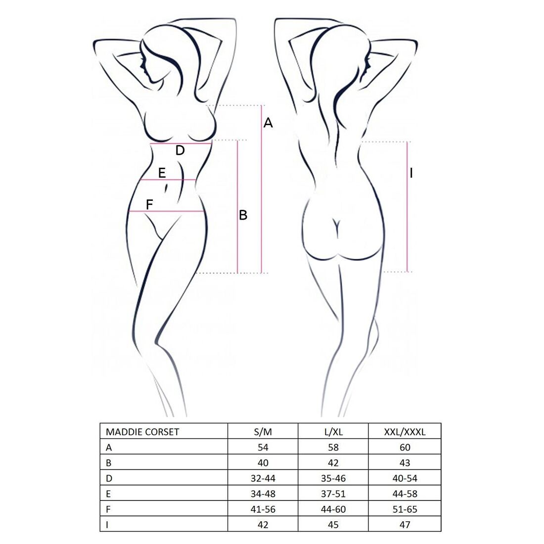 Корсет сорочка з пажами passion maddie corset s/m, black, трусики Корсет сорочка з пажами passion maddie corset s/m, black, трусики