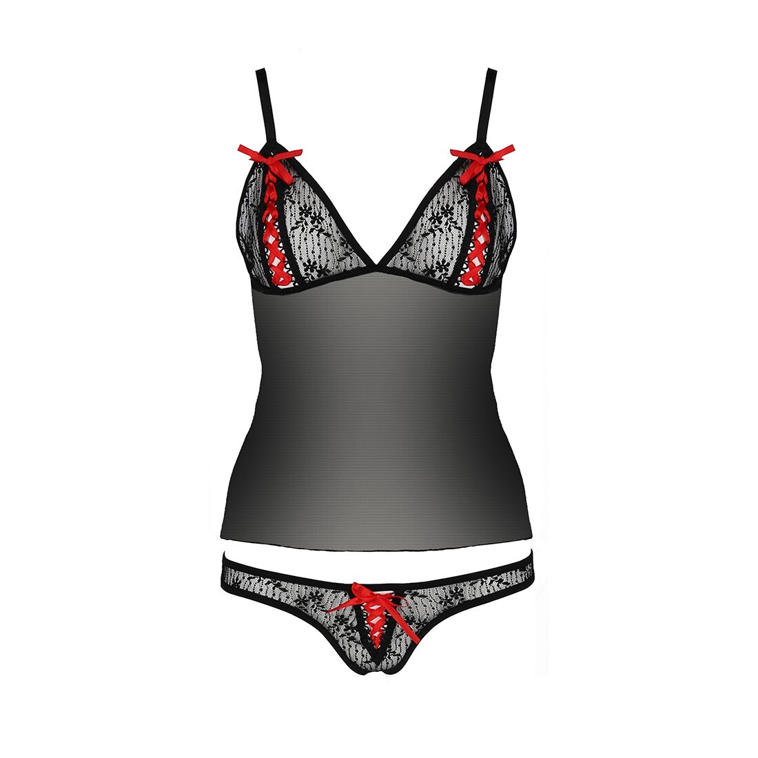 Комплект білизни passion melissa set l/xl, black, ліф сорочка зі шнурівкою і трусики Комплект білизни passion melissa set l/xl, black, ліф сорочка зі шнурівкою і трусики