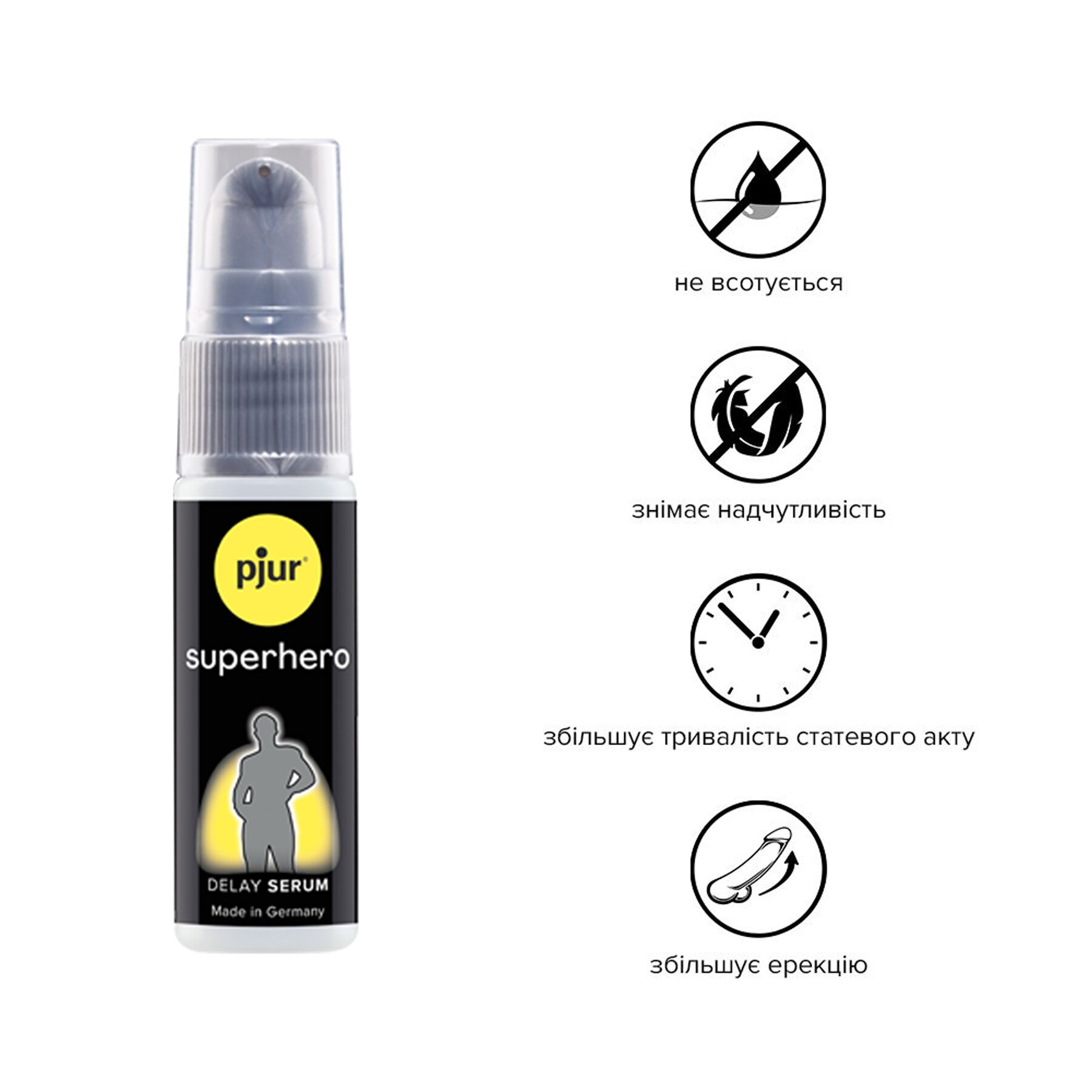 Сироватка пролонгатор pjur superhero delay serum 20 мл, створює ефект плівки, без оніміння Сироватка пролонгатор pjur superhero delay serum 20 мл, створює ефект плівки, без оніміння