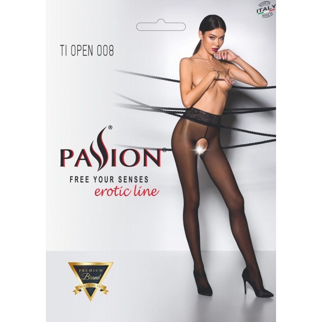 Еротичні колготки passion tiopen 008 1/2 (30 den), black, з вирізом Еротичні колготки passion tiopen 008 1/2 (30 den), black, з вирізом