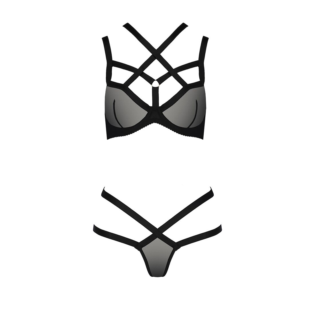 Комплект білизни passion exclusive hagar set xxl/xxxl, black, стрепи трусики та ліф Комплект білизни passion exclusive hagar set xxl/xxxl, black, стрепи трусики та ліф