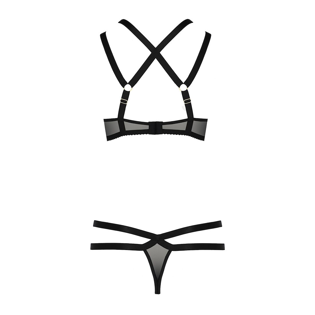 Комплект білизни passion exclusive hagar set xxl/xxxl, black, стрепи трусики та ліф Комплект білизни passion exclusive hagar set xxl/xxxl, black, стрепи трусики та ліф