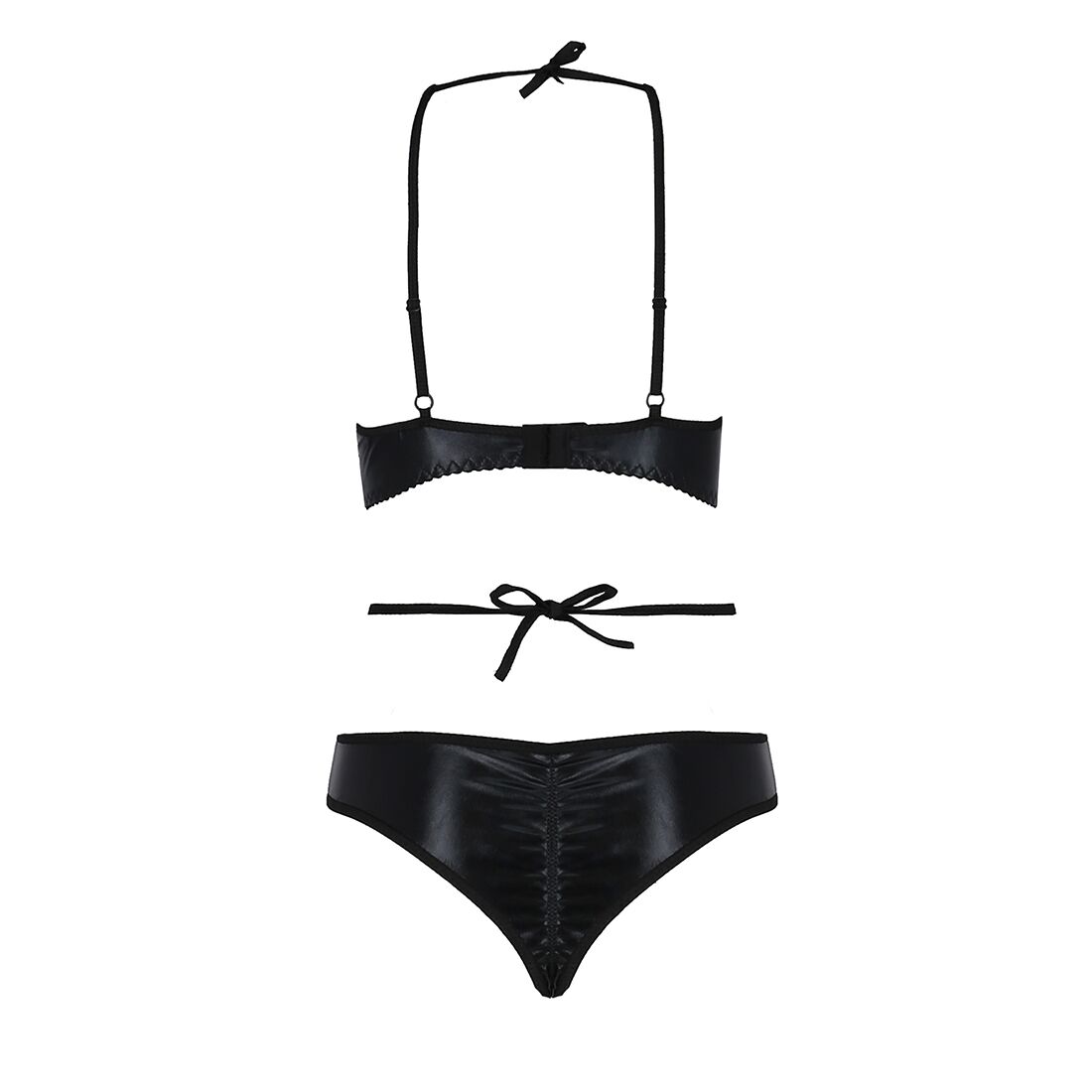 Комплект белья passion exclusive navel set xxl/xxxl, black, трусики и лиф с элементами под латекс Комплект белья passion exclusive navel set xxl/xxxl, black, трусики и лиф с элементами под латекс