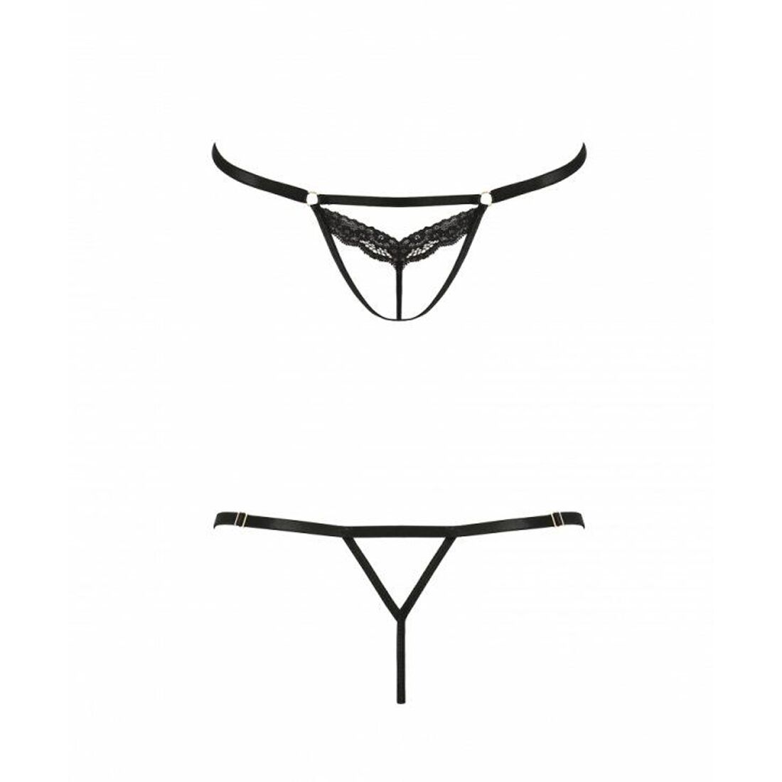 Відверті трусики стрепи з мереживом passion exclusive solon thong l/xl, black Відверті трусики стрепи з мереживом passion exclusive solon thong l/xl, black