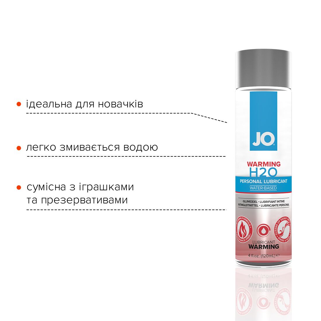 Зігрівальна змазка на водній основі jo h2o warming (120 мл) з екстрактом перцевої м’яти Зігрівальна змазка на водній основі jo h2o warming (120 мл) з екстрактом перцевої м’яти