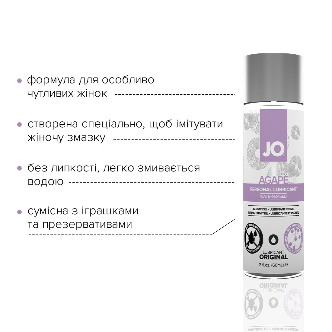 Змазка на водній основі jo agape — original (60 мл) без гліцерину, гліколю та парабенів Змазка на водній основі jo agape — original (60 мл) без гліцерину, гліколю та парабенів