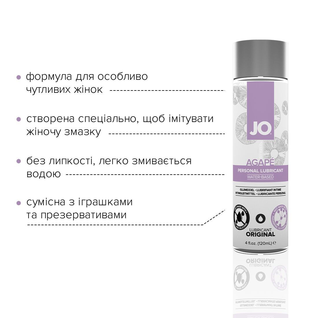 Змазка на водній основі jo agape — original (120 мл) без гліцерину, гліколю та парабенів Змазка на водній основі jo agape — original (120 мл) без гліцерину, гліколю та парабенів