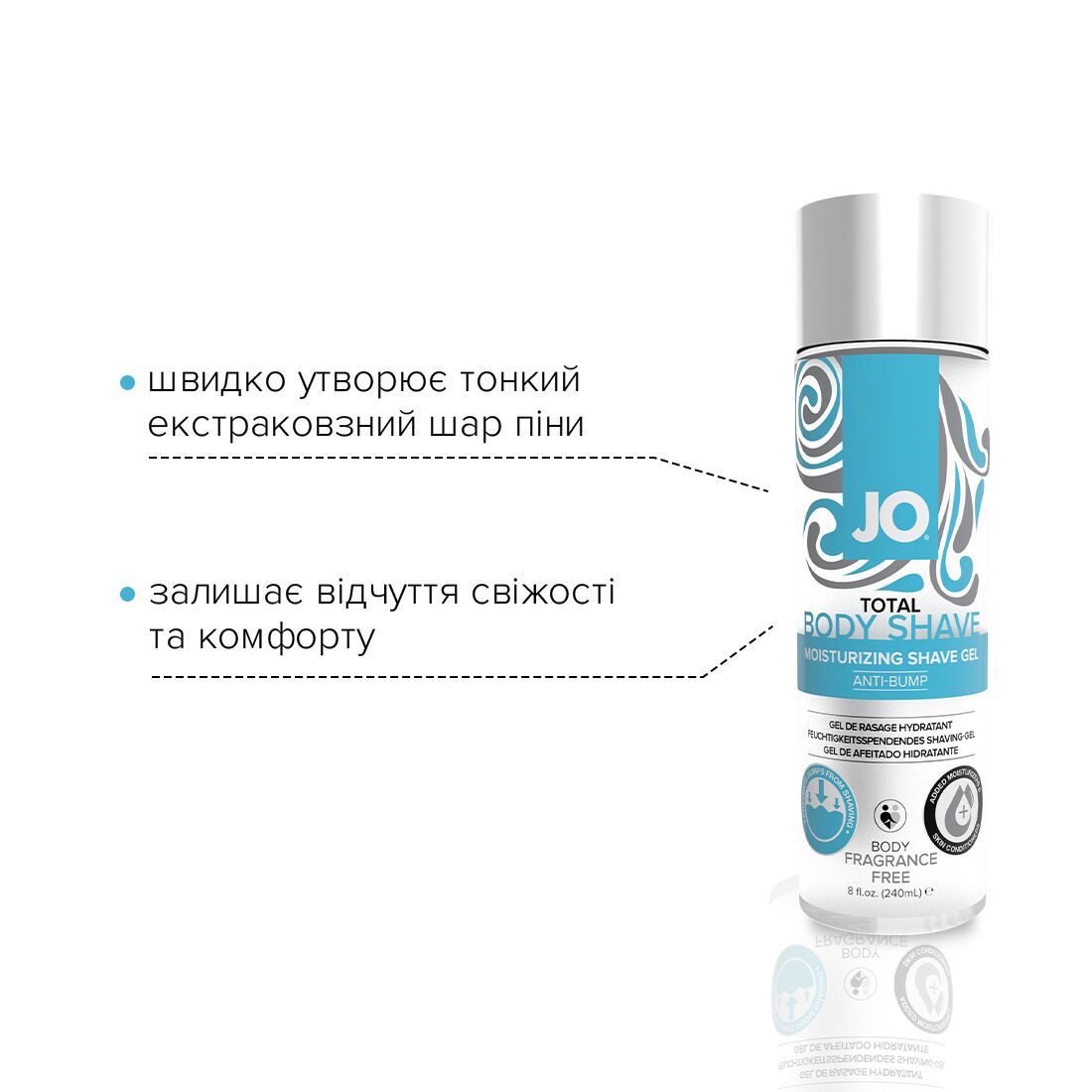 Гель для гоління jo total body — anti bump intimate shaving gel (240 мл) зволожувальний Гель для гоління jo total body — anti bump intimate shaving gel (240 мл) зволожувальний