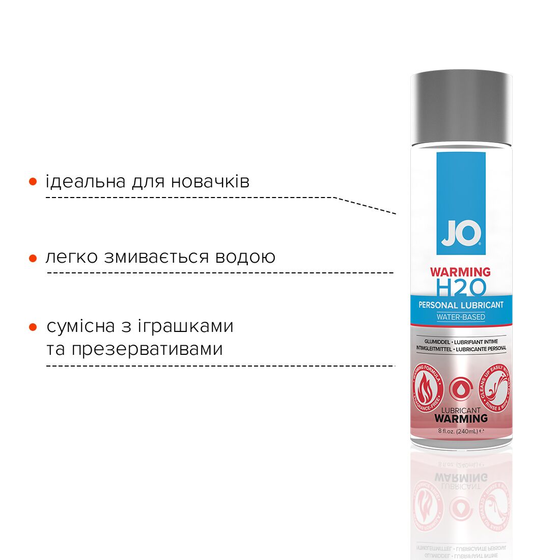 Зігрівальна змазка на водній основі jo h2o warming (240 мл) з екстрактом перцевої м’яти Зігрівальна змазка на водній основі jo h2o warming (240 мл) з екстрактом перцевої м’яти