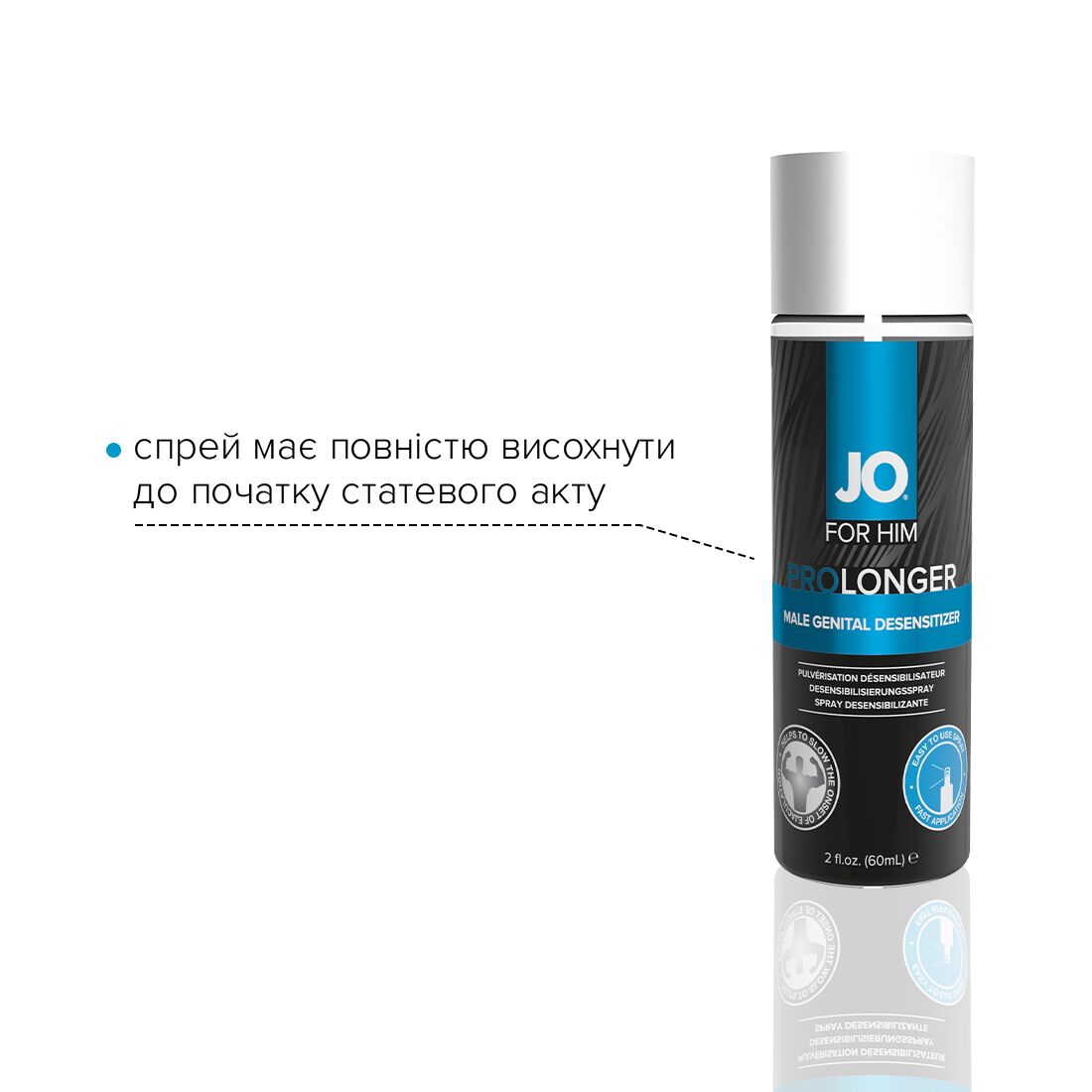 Пролонгувальний спрей jo prolonger spray with benzocaine (60 мл) не містить мінеральних масел Пролонгувальний спрей jo prolonger spray with benzocaine (60 мл) не містить мінеральних масел