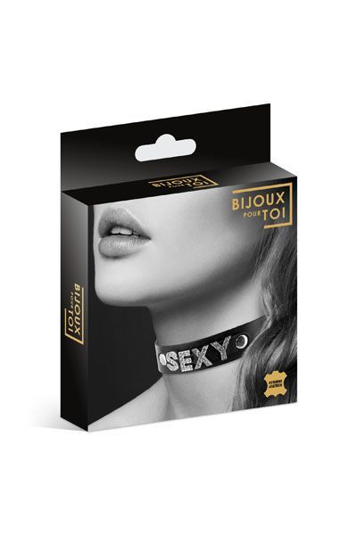 Чокер зі стразами bijoux pour toi sexy, натуральна шкіра Чокер зі стразами bijoux pour toi sexy, натуральна шкіра