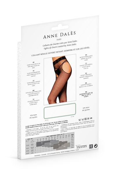 Колготки панчохи з поясом anne de ales morgane t3 black, дрібна сіточка, з доступом Колготки панчохи з поясом anne de ales morgane t3 black, дрібна сіточка, з доступом
