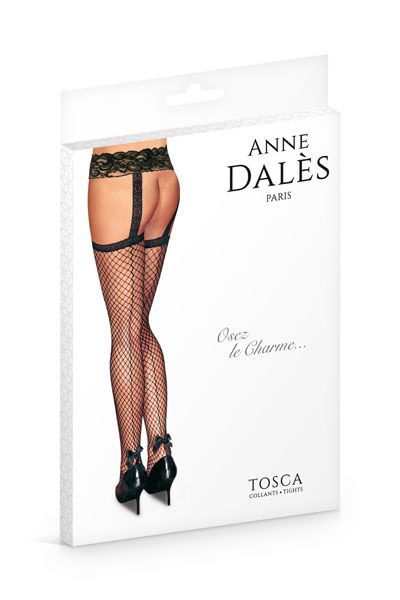 Панчохи з поясом anne de ales tosca t3 black, середня сіточка, ззаду стрілки, мереживний пояс Панчохи з поясом anne de ales tosca t3 black, середня сіточка, ззаду стрілки, мереживний пояс