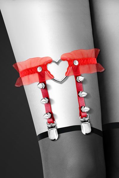 Гартер на ногу bijoux pour toi with heart and spikes red, сексуальна підв'язка з сердечком Гартер на ногу bijoux pour toi with heart and spikes red, сексуальна підв'язка з сердечком
