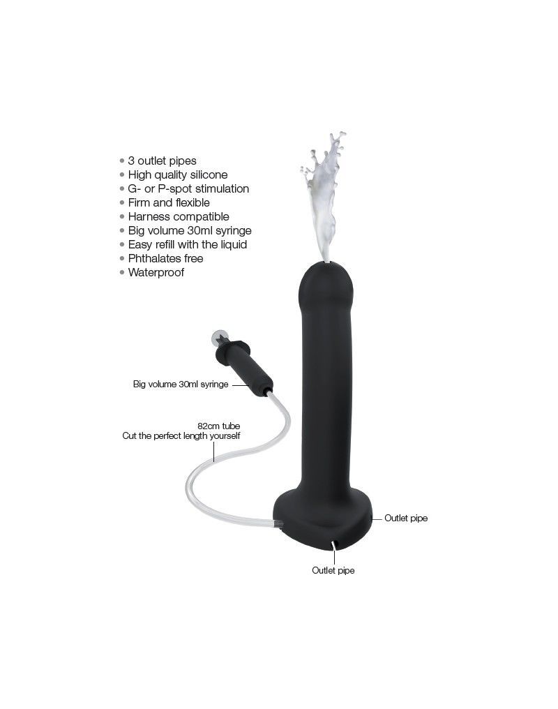 Фалоімітатор, що кінчає strap on me dildo cum black, діаметр 3,6 см, силікон, насадка для страпону Фалоімітатор, що кінчає strap on me dildo cum black, діаметр 3,6 см, силікон, насадка для страпону