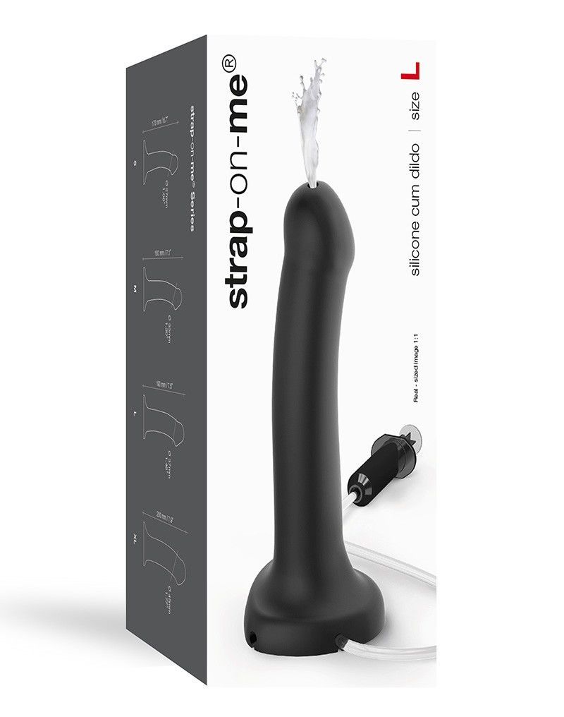 Фалоімітатор, що кінчає strap on me dildo cum black, діаметр 3,6 см, силікон, насадка для страпону Фалоімітатор, що кінчає strap on me dildo cum black, діаметр 3,6 см, силікон, насадка для страпону