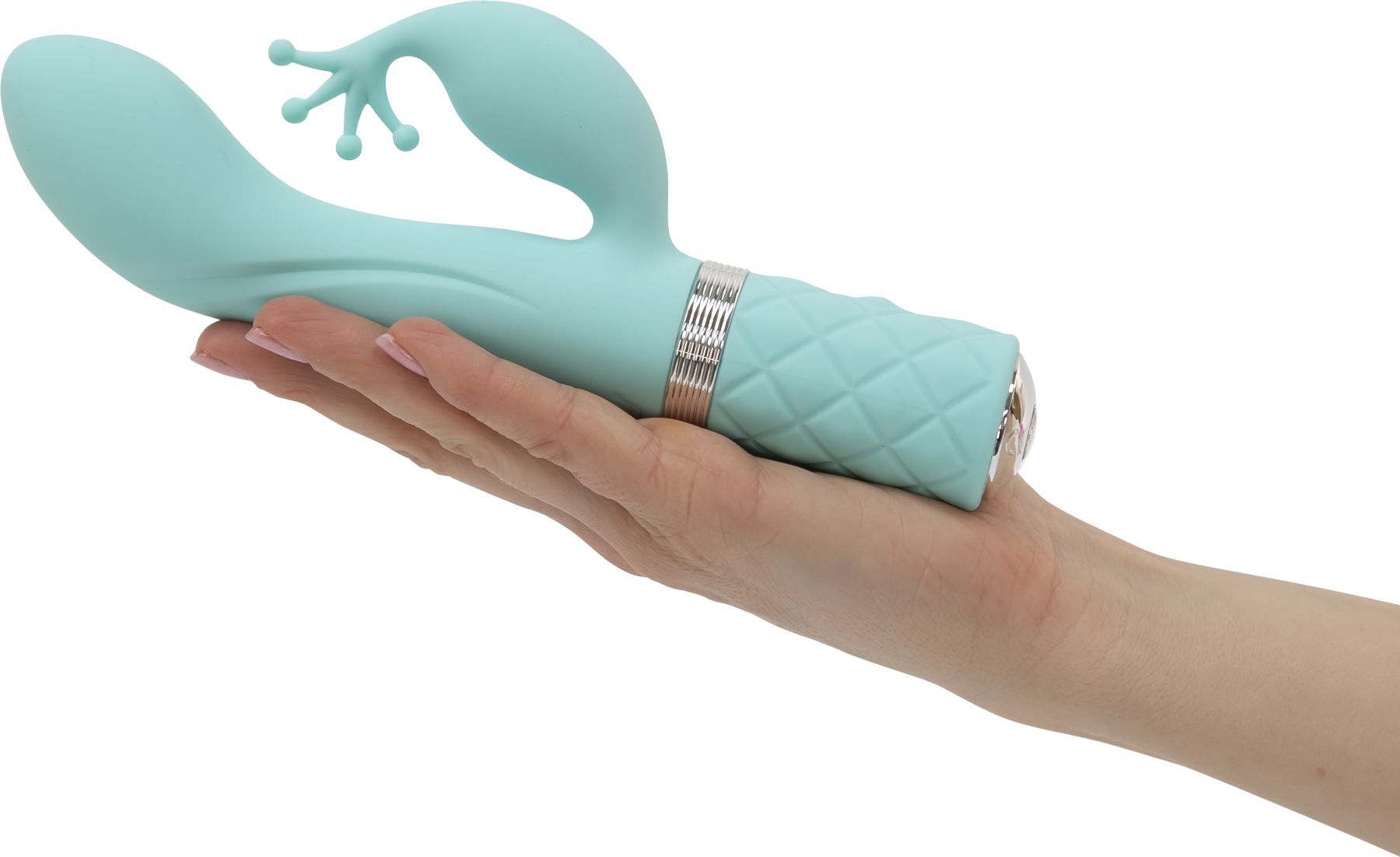 Розкішний вібратор кролик pillow talk kinky teal з кристалом Сваровські, потужний Розкішний вібратор кролик pillow talk kinky teal з кристалом Сваровські, потужний