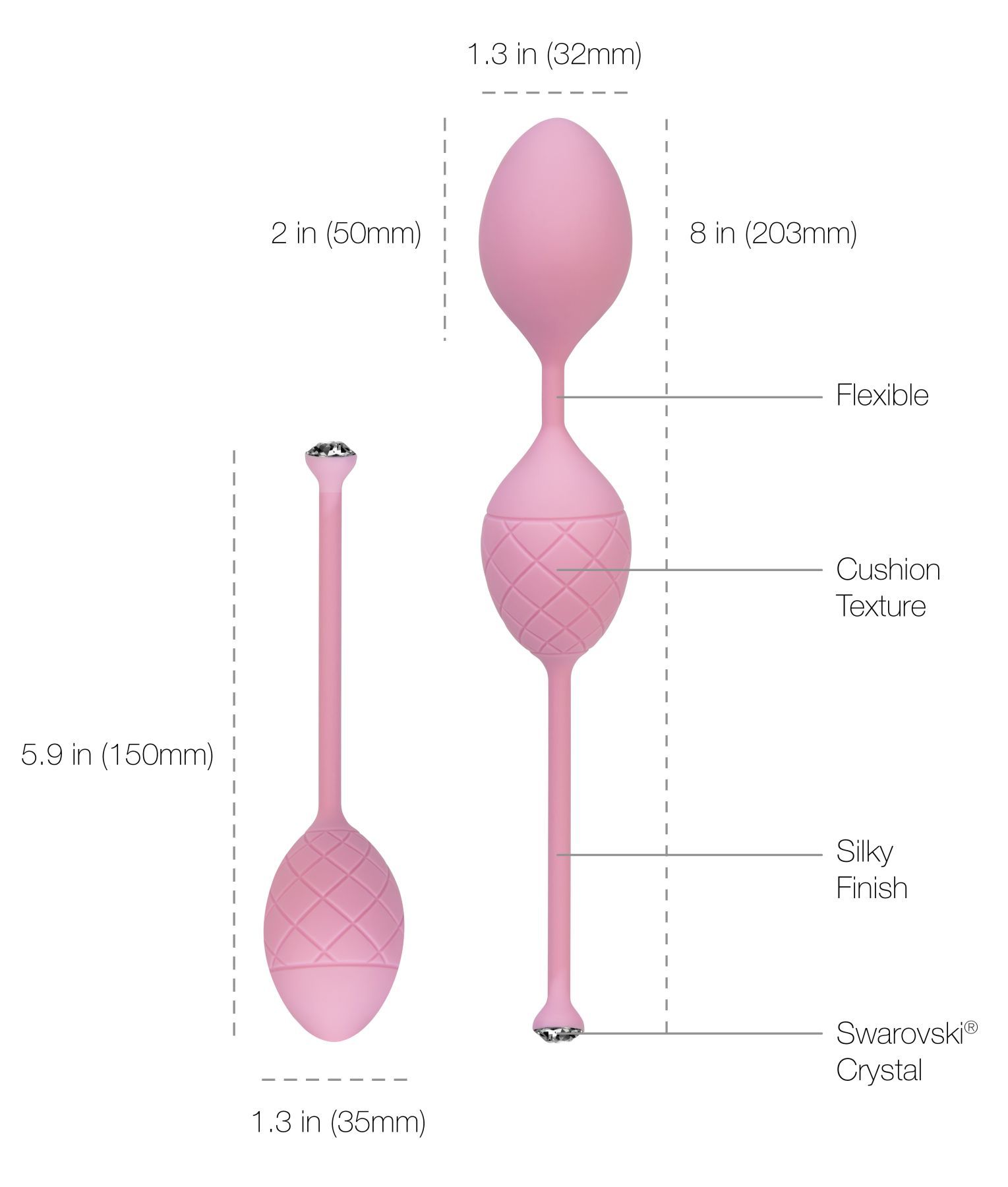 Розкішні вагінальні кульки pillow talk frisky pink з кристалом, діаметр 3,2 см, вага 49 75гр Розкішні вагінальні кульки pillow talk frisky pink з кристалом, діаметр 3,2 см, вага 49 75гр
