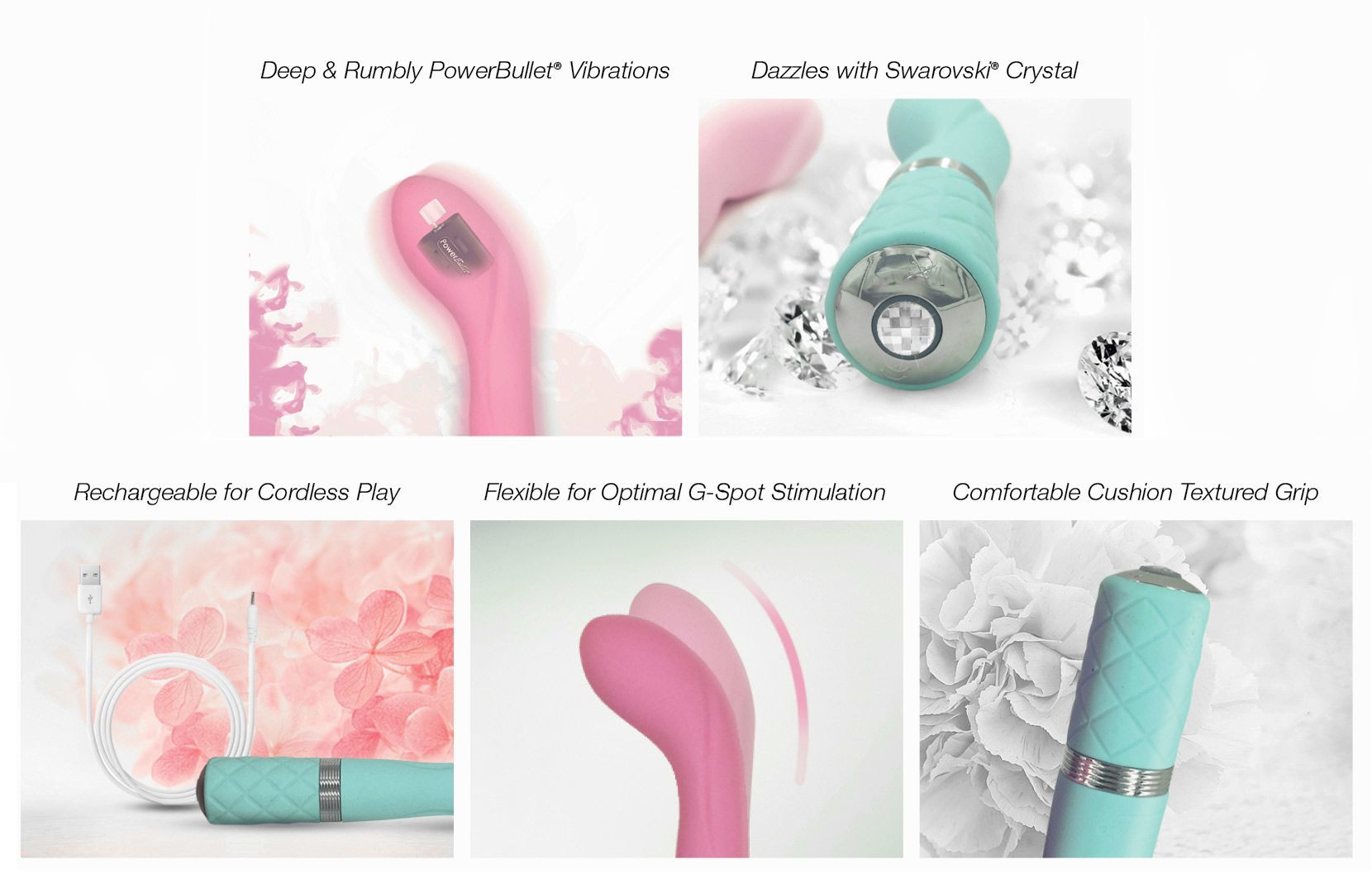 Розкішний вібратор pillow talk sassy teal з кристалом Сваровські для точки g, подарункова упаковка Розкішний вібратор pillow talk sassy teal з кристалом Сваровські для точки g, подарункова упаковка