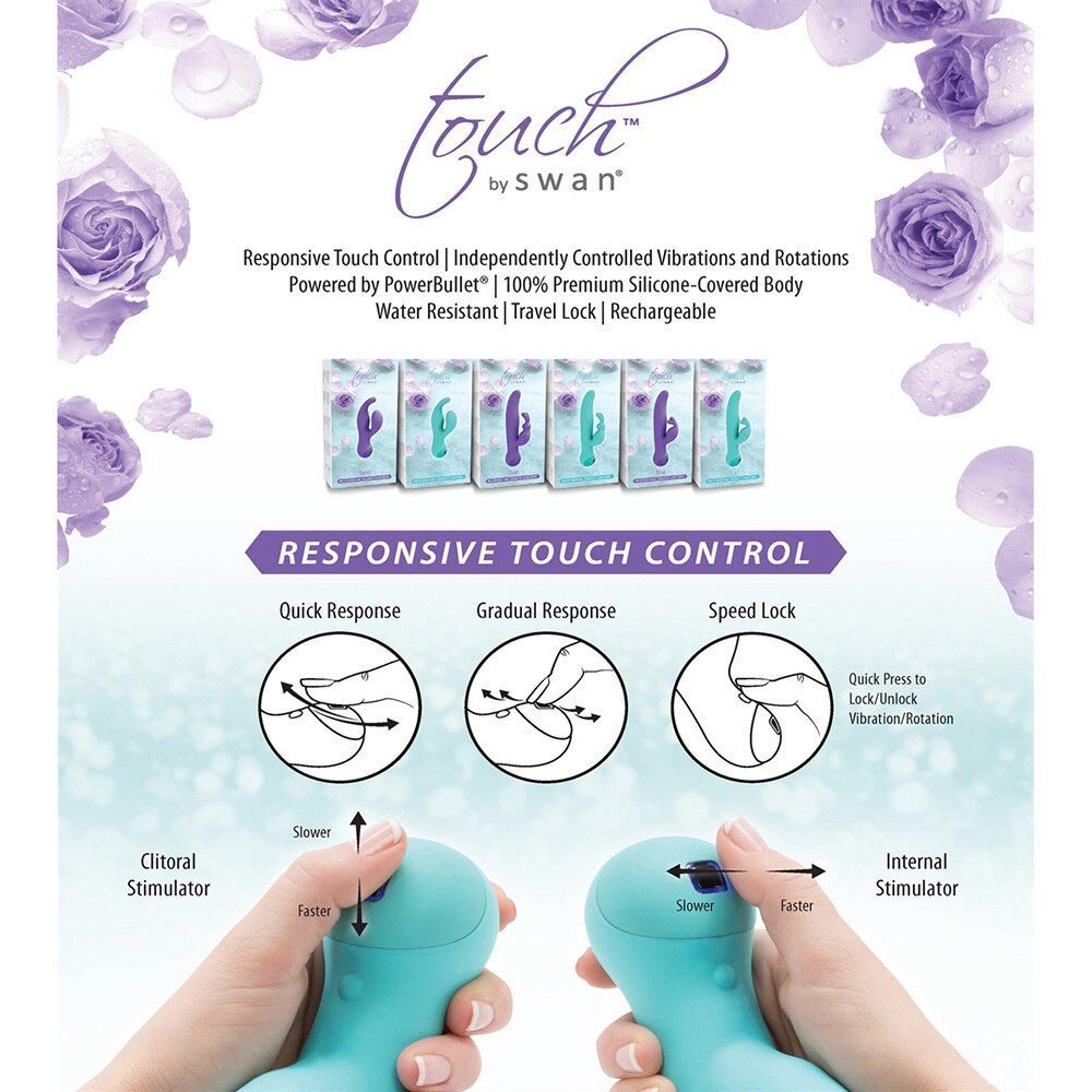 Вібратор кролик з сенсорним управлінням touch by swan solo teal, глибока вібрація, для точки g Вібратор кролик з сенсорним управлінням touch by swan solo teal, глибока вібрація, для точки g
