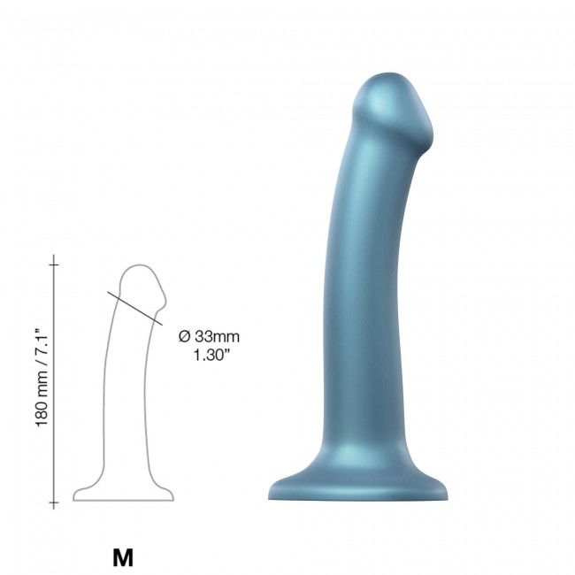 Насадка для страпону strap on me mono density dildo m blue, діам. 3,3 см, одношаровий силікон, гнучк Насадка для страпону strap on me mono density dildo m blue, діам. 3,3 см, одношаровий силікон, гнучк