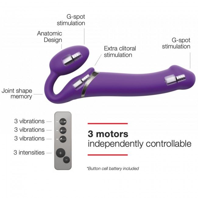 Безремінний страпон з вібрацією strap on me vibrating violet l, діам. 4,2 см, пульт ДК, регульований Безремінний страпон з вібрацією strap on me vibrating violet l, діам. 4,2 см, пульт ДК, регульований