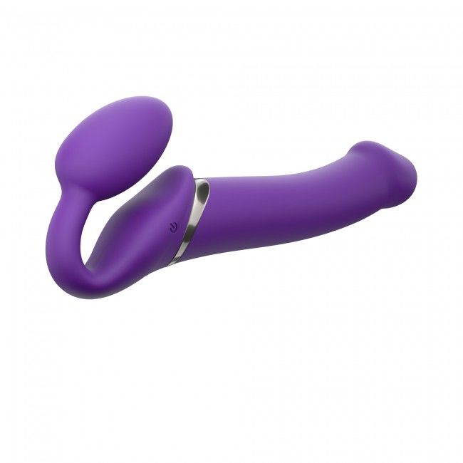 Безремінний страпон з вібрацією strap on me vibrating violet l, діам. 4,2 см, пульт ДК, регульований