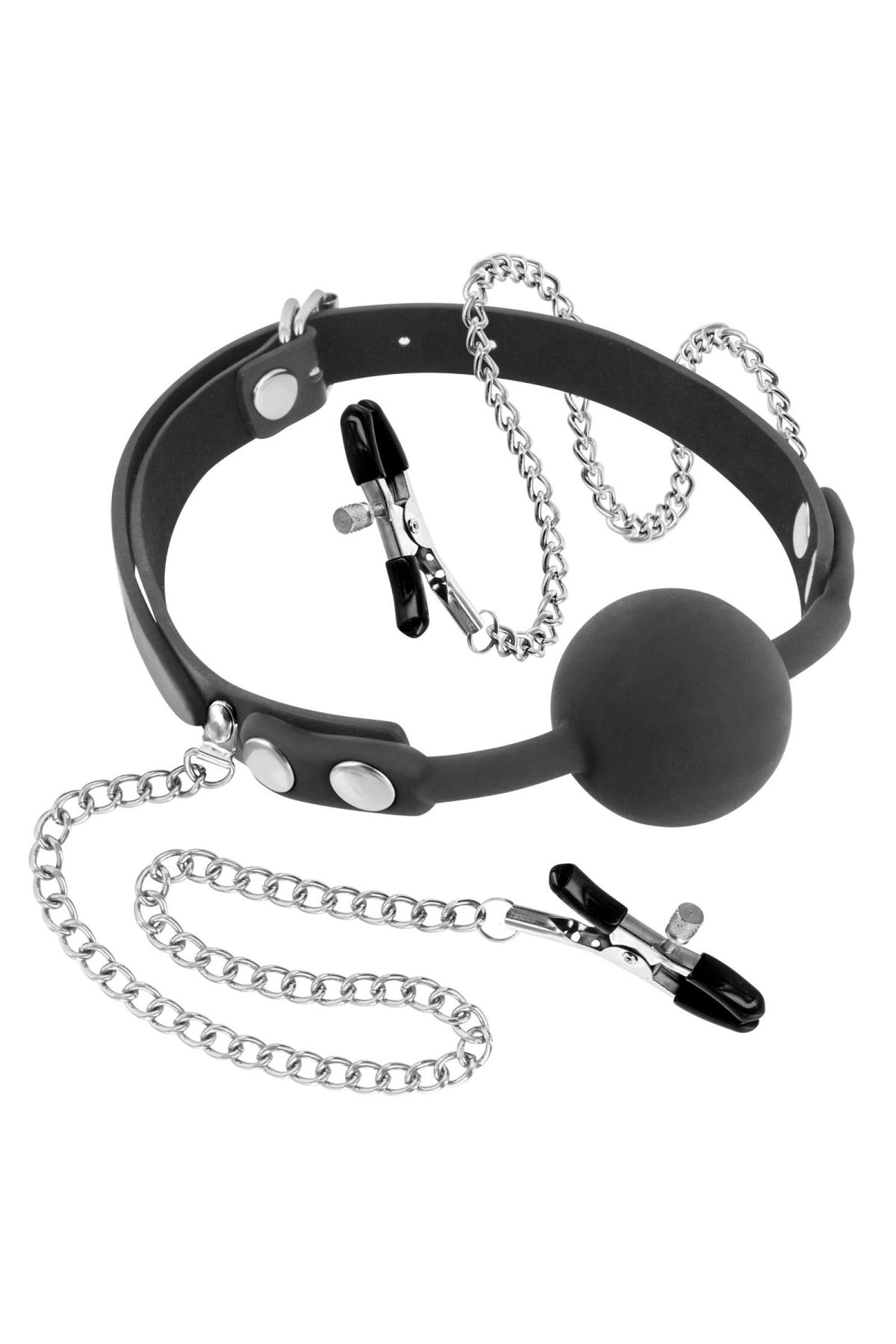 Кляп з силіконовою кулькою і затискачами для сосків fetish tentation gag ball with nipple clamps Кляп з силіконовою кулькою і затискачами для сосків fetish tentation gag ball with nipple clamps