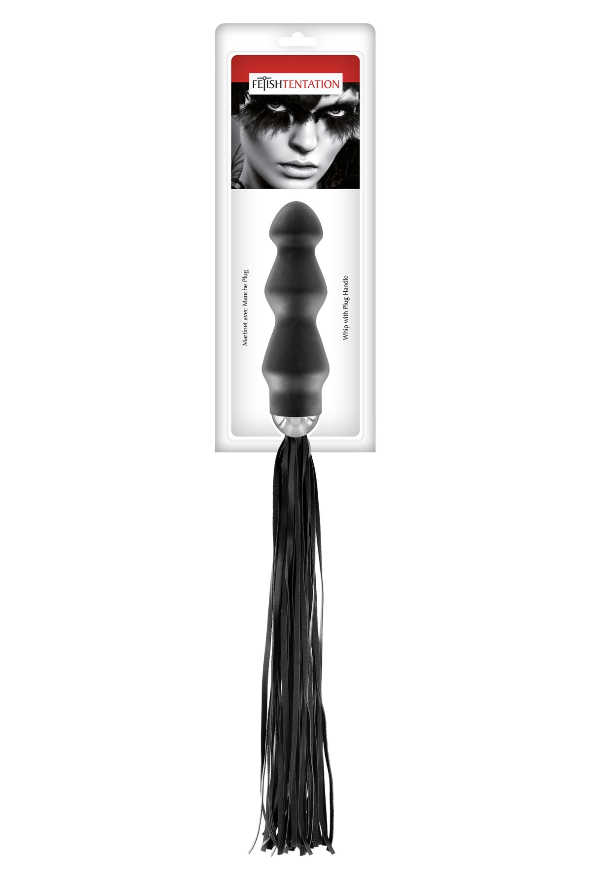 Флогер з ручкою анальним плагом fetish tentation whip with plug handle Флогер з ручкою анальним плагом fetish tentation whip with plug handle