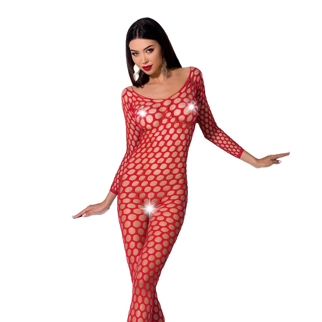 Бодістокінг з великою сіткою passion bs077 red Бодістокінг з великою сіткою passion bs077 red