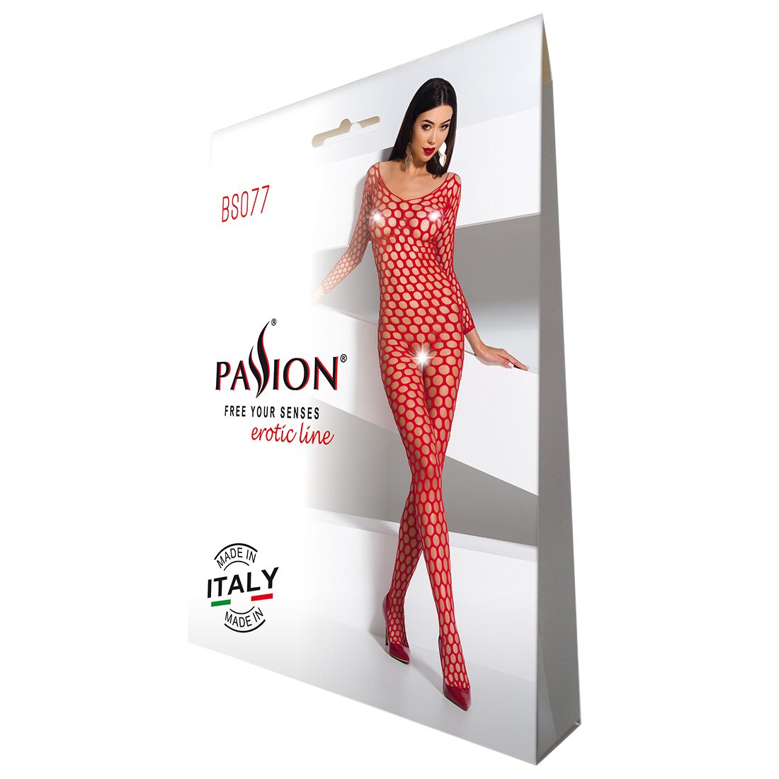 Бодістокінг з великою сіткою passion bs077 red Бодістокінг з великою сіткою passion bs077 red