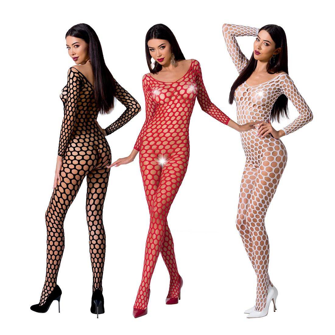 Бодістокінг з великою сіткою passion bs077 red Бодістокінг з великою сіткою passion bs077 red