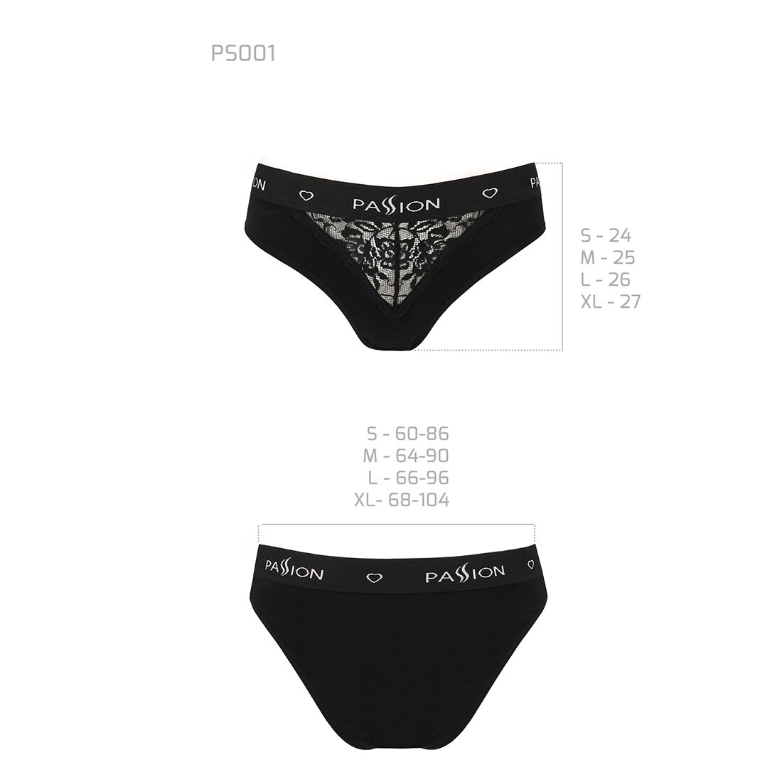 Трусики з широкою гумкою і мереживом passion ps001 panties l, black Трусики з широкою гумкою і мереживом passion ps001 panties l, black