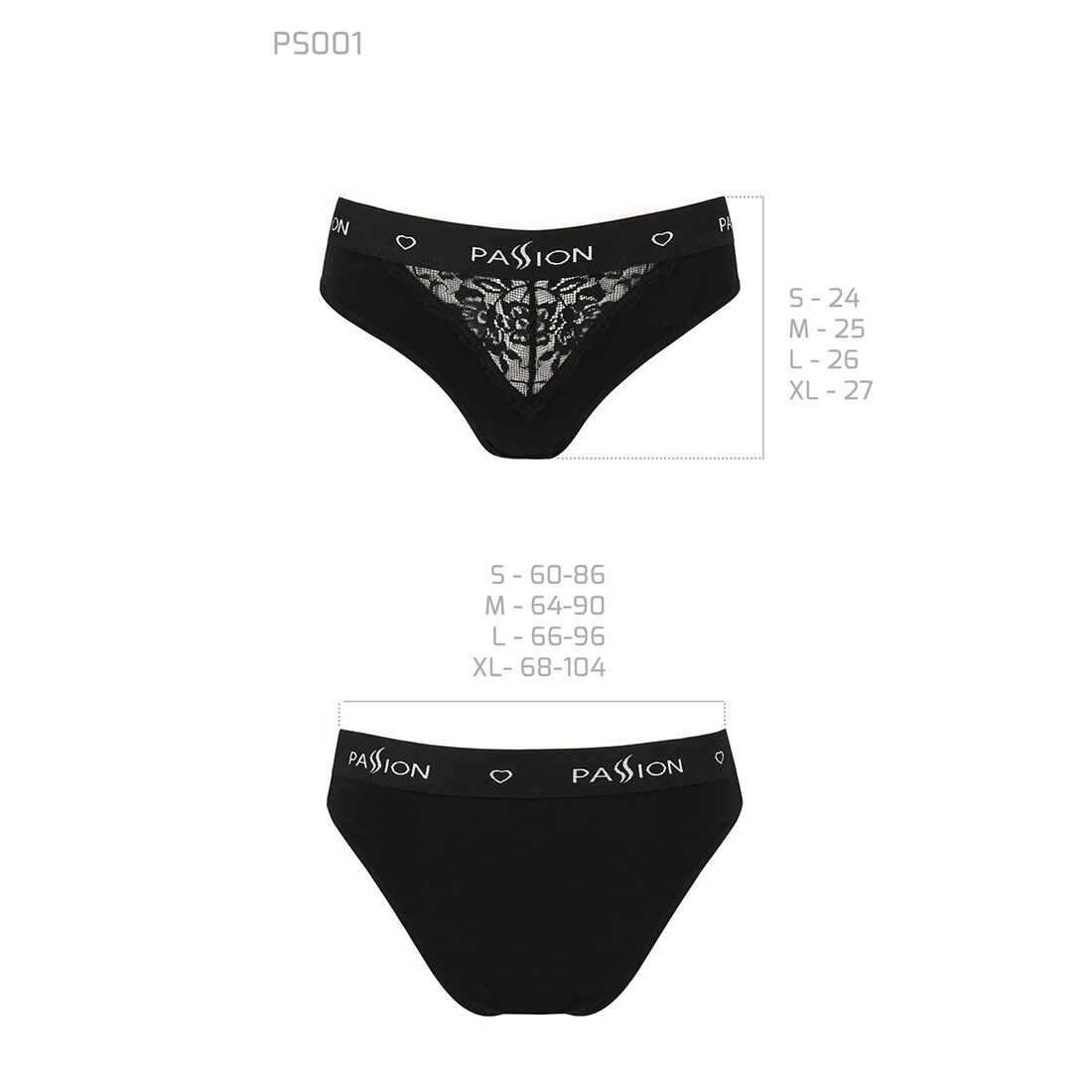 Трусики з широкою гумкою і мереживом passion ps001 panties m, black Трусики з широкою гумкою і мереживом passion ps001 panties m, black
