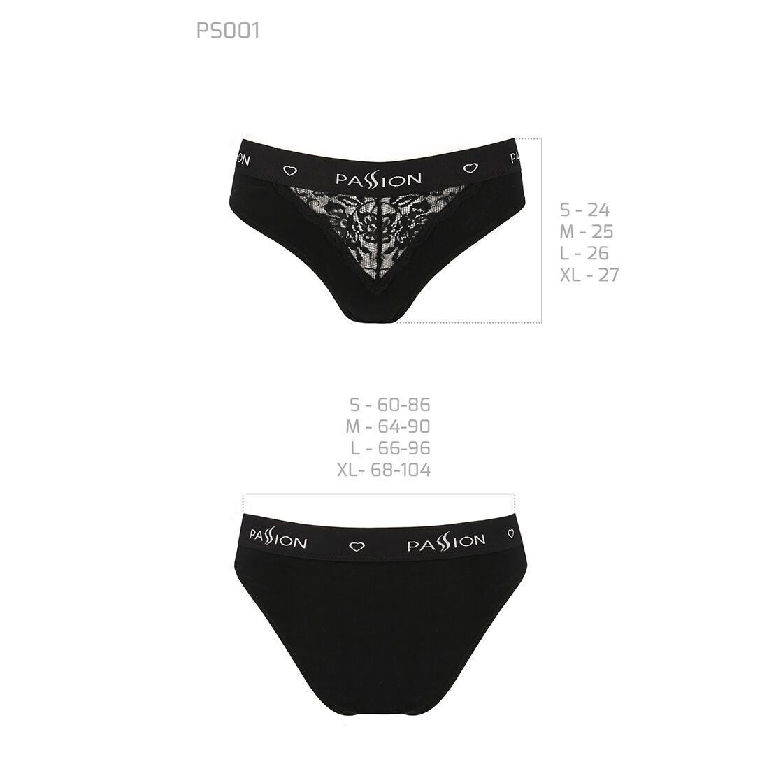 Трусики з широкою гумкою і мереживом passion ps001 panties xl, black Трусики з широкою гумкою і мереживом passion ps001 panties xl, black