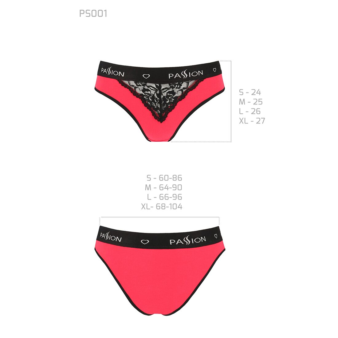 Трусики з широкою гумкою і мереживом passion ps001 panties s, red black Трусики з широкою гумкою і мереживом passion ps001 panties s, red black