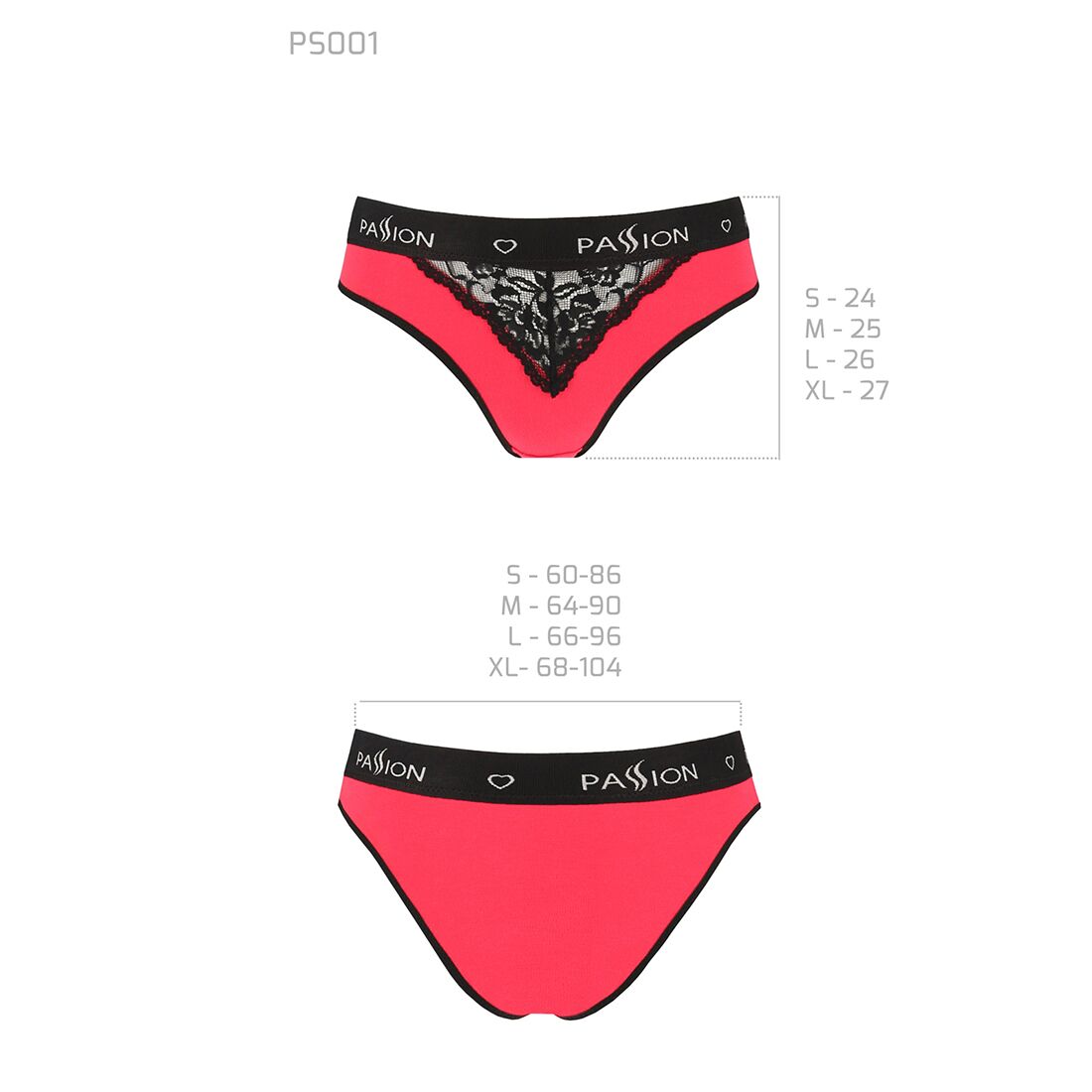 Трусики з широкою резинкою і мереживом passion ps001 panties xl, red black Трусики з широкою резинкою і мереживом passion ps001 panties xl, red black