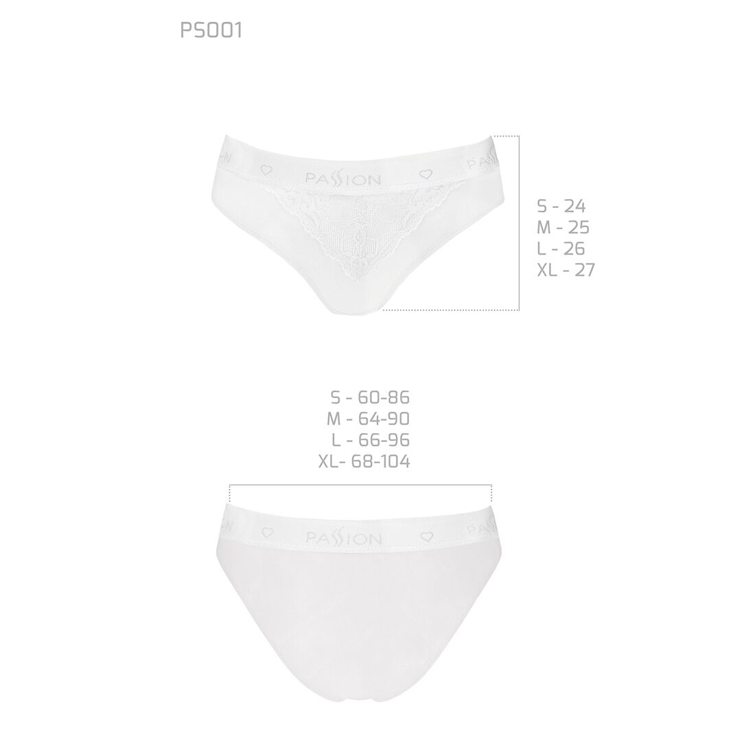Трусики з широкою гумкою і мереживом passion ps001 panties m, white Трусики з широкою гумкою і мереживом passion ps001 panties m, white