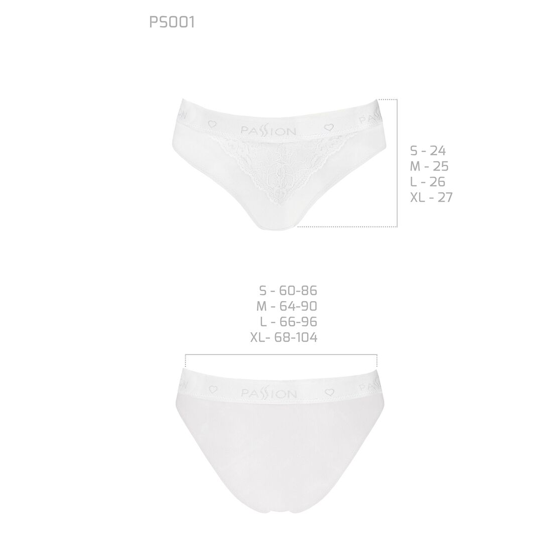 Трусики з широкою гумкою і мереживом passion ps001 panties s, white Трусики з широкою гумкою і мереживом passion ps001 panties s, white