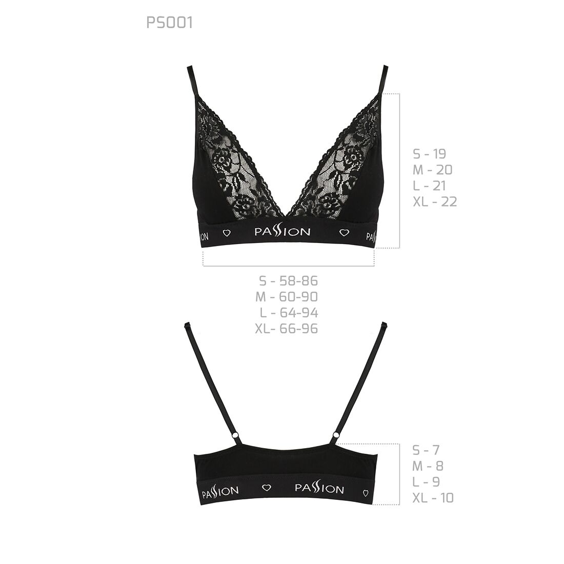 Еластичний топ з мереживом passion ps001 top m, black Еластичний топ з мереживом passion ps001 top m, black