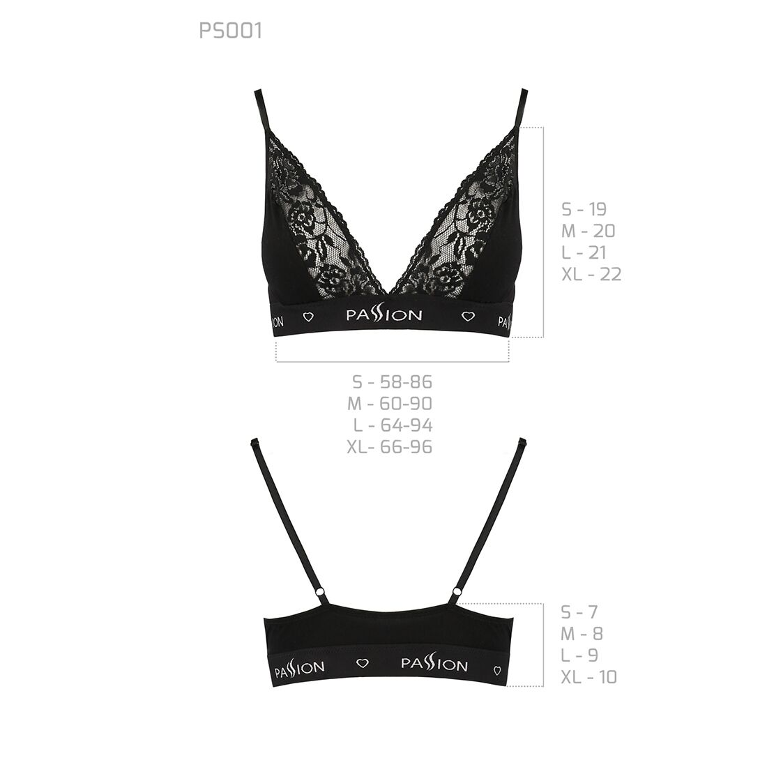 Еластичний топ з мереживом passion ps001 top s, black Еластичний топ з мереживом passion ps001 top s, black
