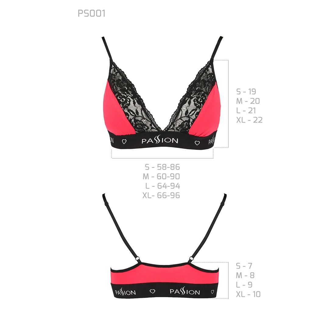 Еластичний топ з мереживом passion ps001 top xl, red black Еластичний топ з мереживом passion ps001 top xl, red black