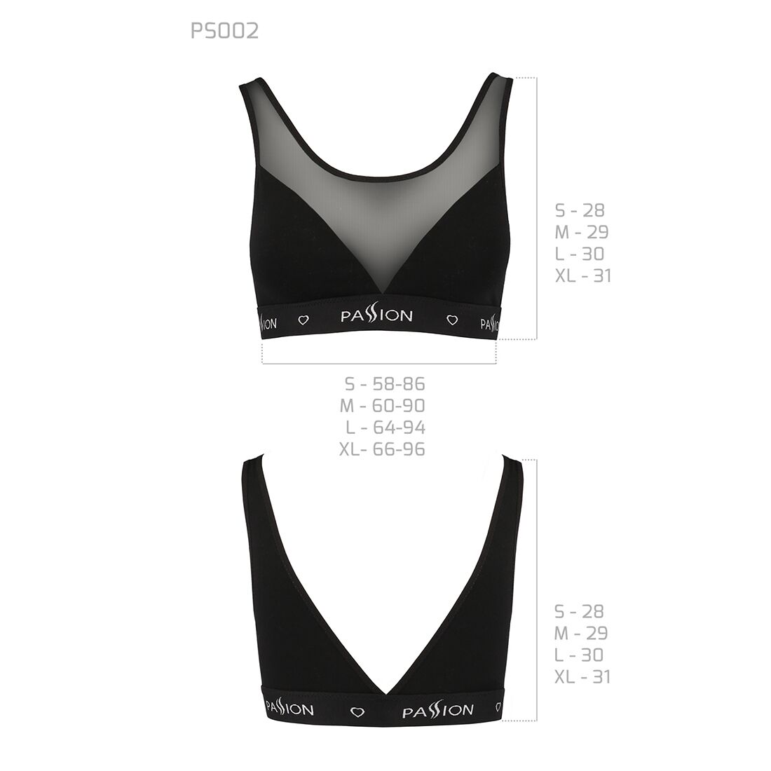Топ з прозорою вставкою passion ps002 top l, black Топ з прозорою вставкою passion ps002 top l, black