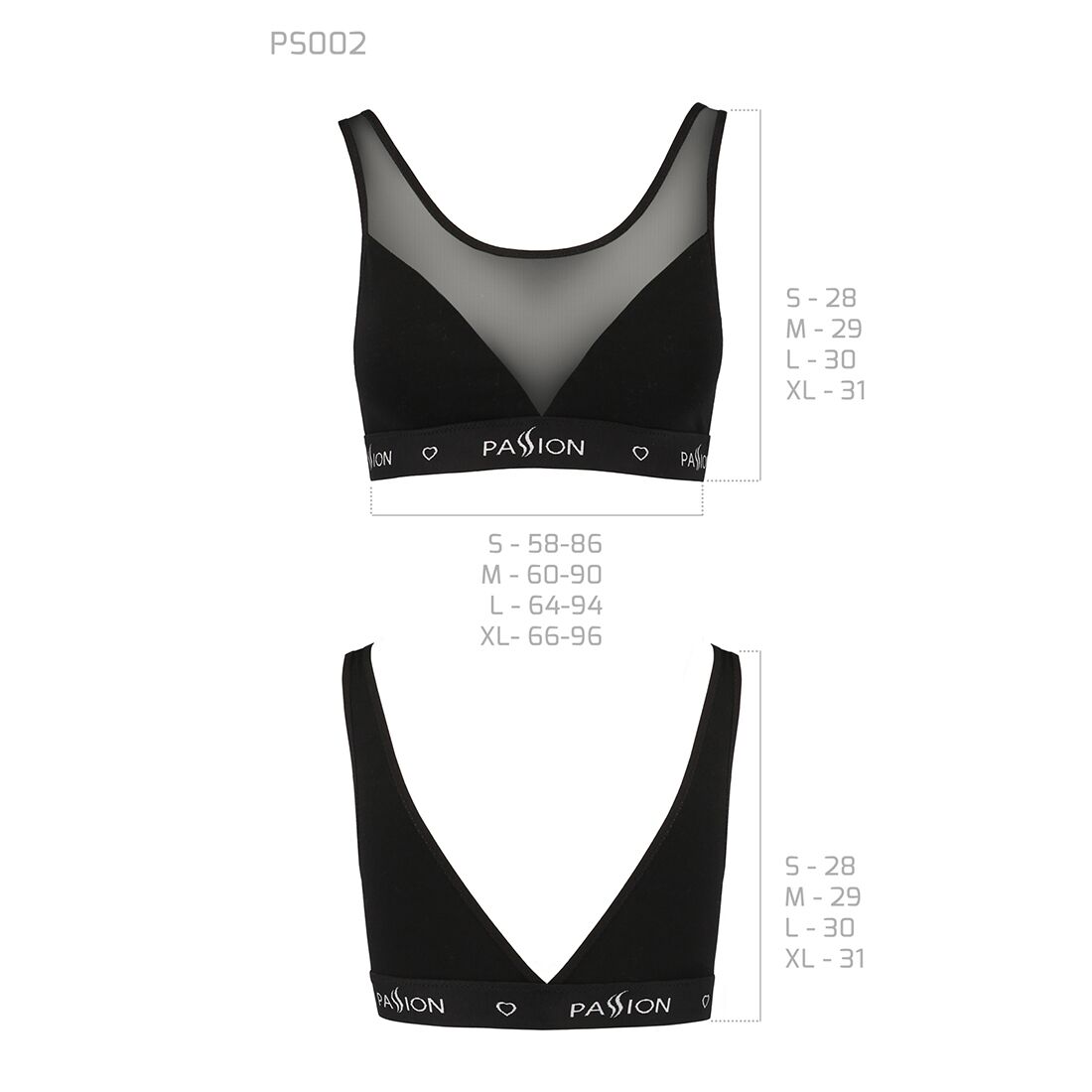 Топ з прозорою вставкою passion ps002 top m, black Топ з прозорою вставкою passion ps002 top m, black