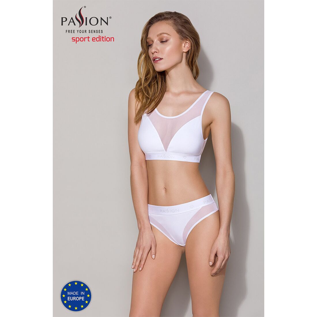 Топ з прозорою вставкою passion ps002 top xl, white Топ з прозорою вставкою passion ps002 top xl, white
