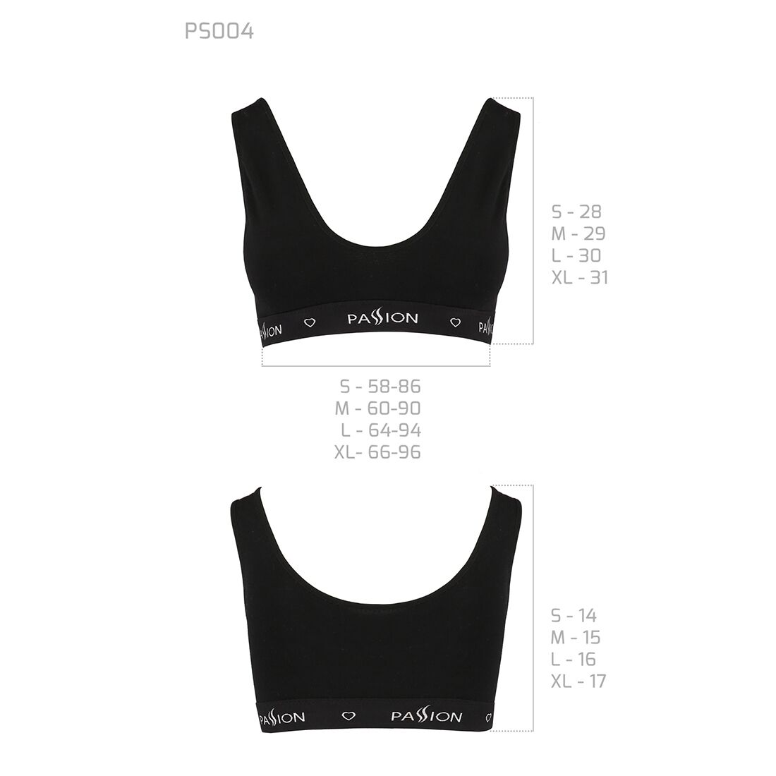 Спортивний топ з широкою гумкою passion ps004 top l, black Спортивний топ з широкою гумкою passion ps004 top l, black