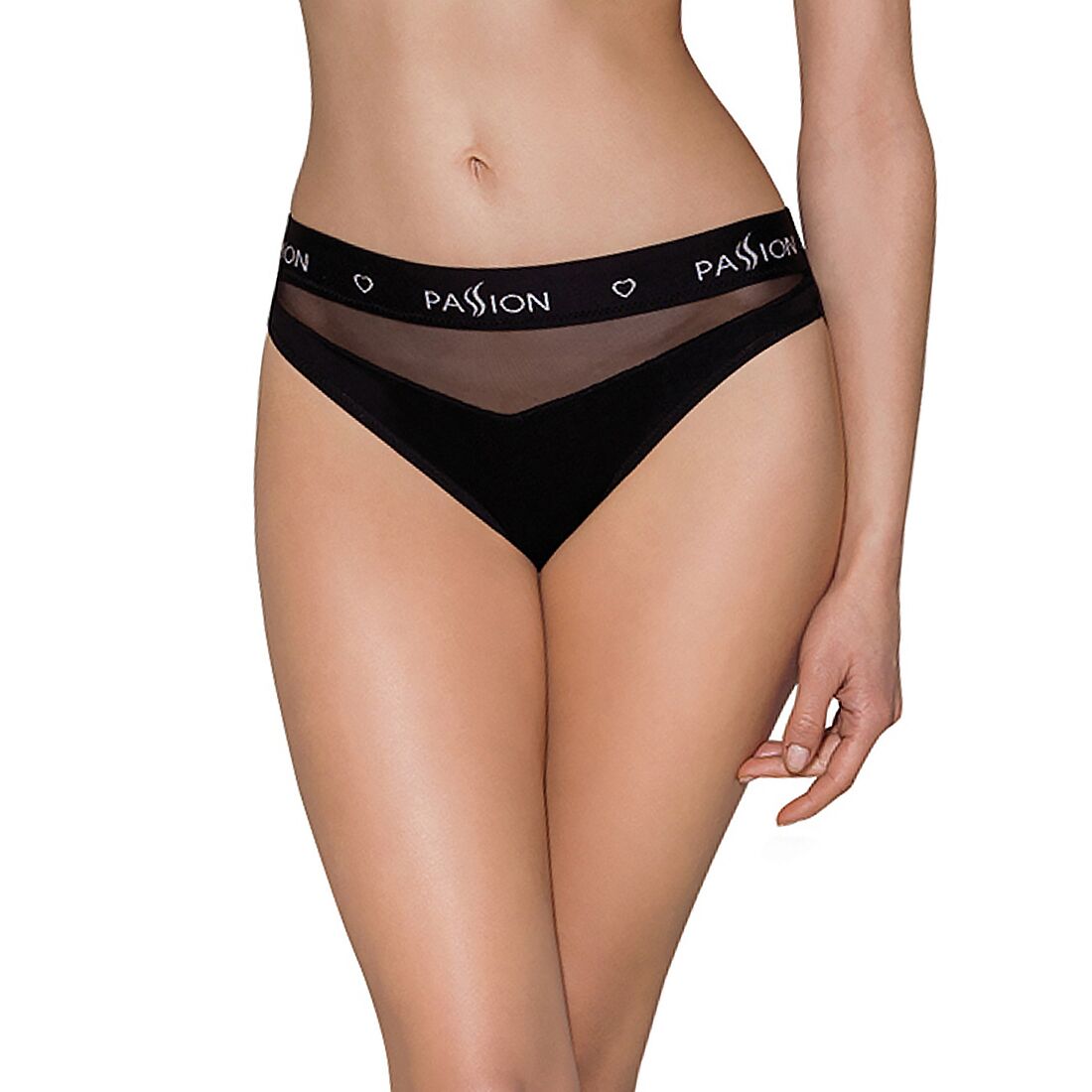Трусики з прозорою вставкою passion ps006 panties s, black