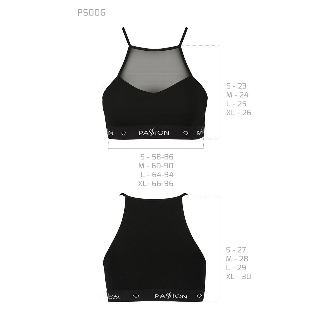 Спортивний топ з прозорою вставкою passion ps006 top s, black Спортивний топ з прозорою вставкою passion ps006 top s, black