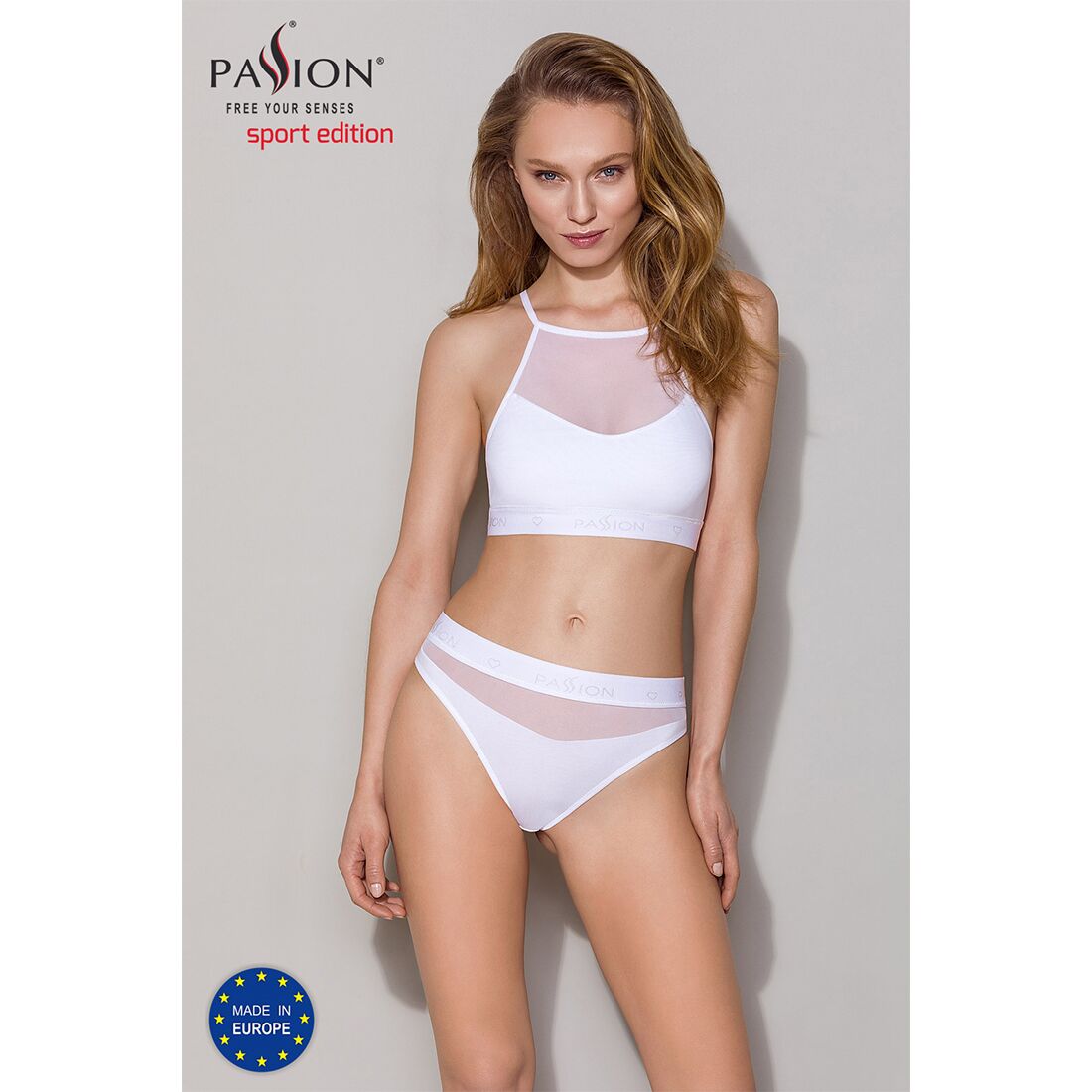 Спортивний топ з прозорою вставкою passion ps006 top m, white Спортивний топ з прозорою вставкою passion ps006 top m, white