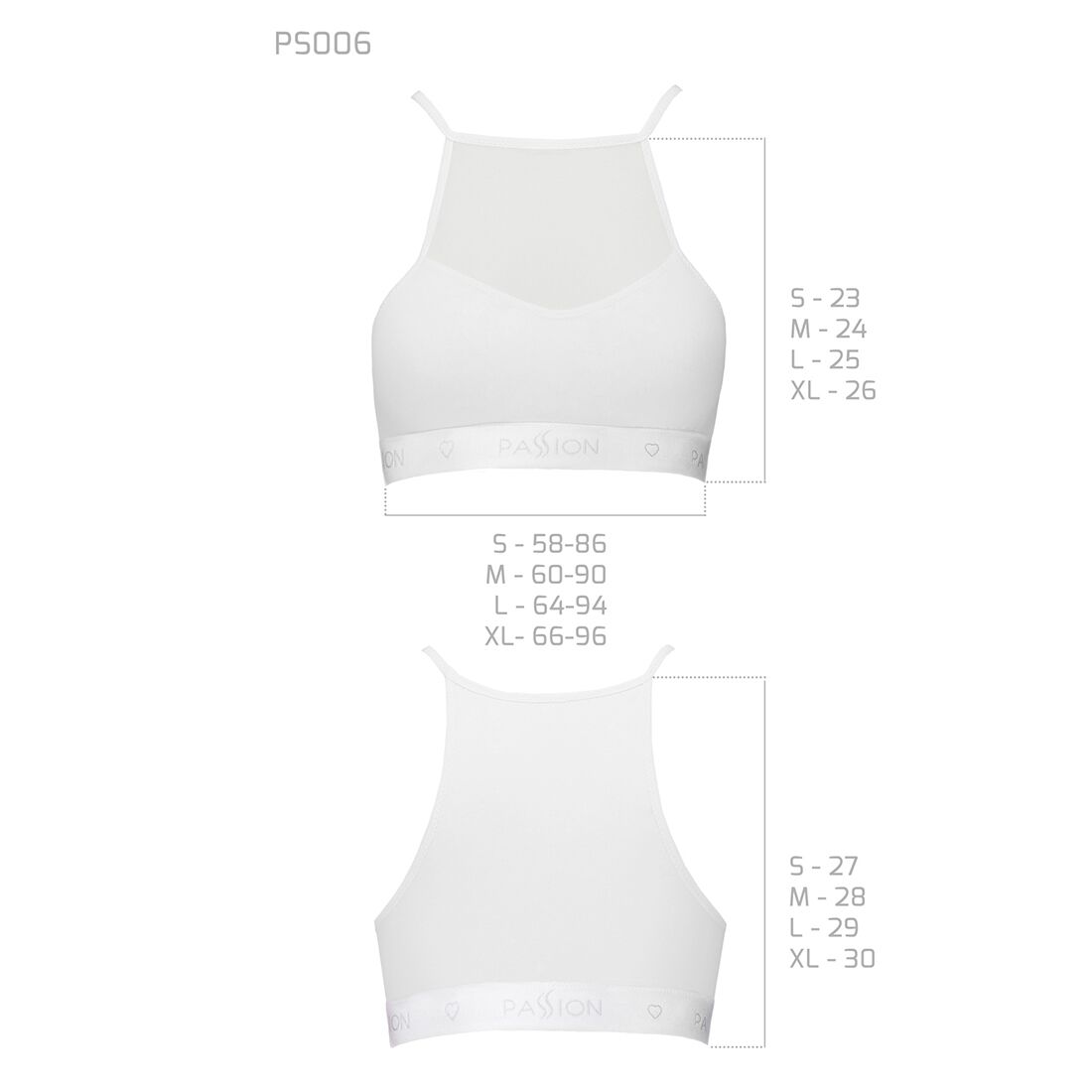Спортивний топ з прозорою вставкою passion ps006 top s, white Спортивний топ з прозорою вставкою passion ps006 top s, white